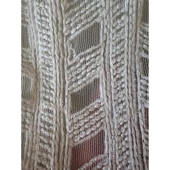 Vince Off White Crew Neck Lace Textured Raw Hem Lined Sleeveless Blouse Large - Picture 3 of 9